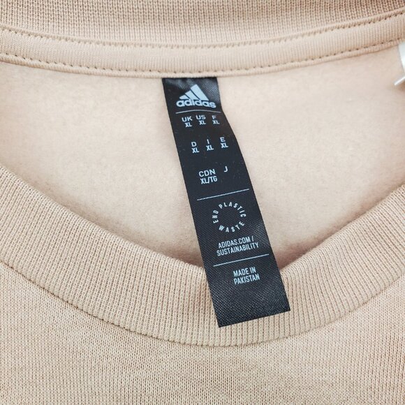 adidas Stadium Fleece Badge of Sport Crew Sweatshirt Beige Loose Fit Mens Sz XL - Picture 14 of 16